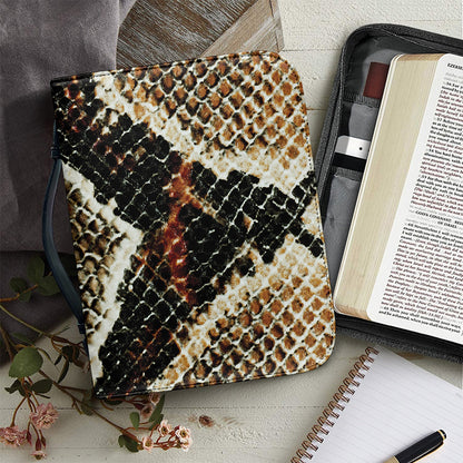 Brown And Black Snakeskin Print Leather Bible Cover