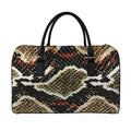 Brown And Black Snakeskin Print Leather Duffel Bag