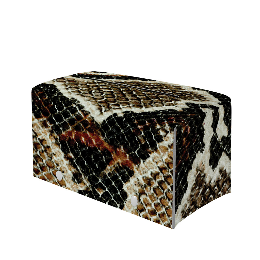 Brown And Black Snakeskin Print Leather Tissue Box Cover