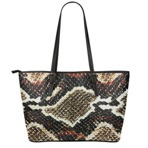 Brown And Black Snakeskin Print Leather Tote Bag