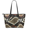 Brown And Black Snakeskin Print Leather Tote Bag