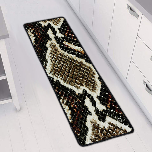 Brown And Black Snakeskin Print Long Kitchen Mat