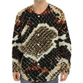 Brown And Black Snakeskin Print Long Sleeve Baseball Jersey