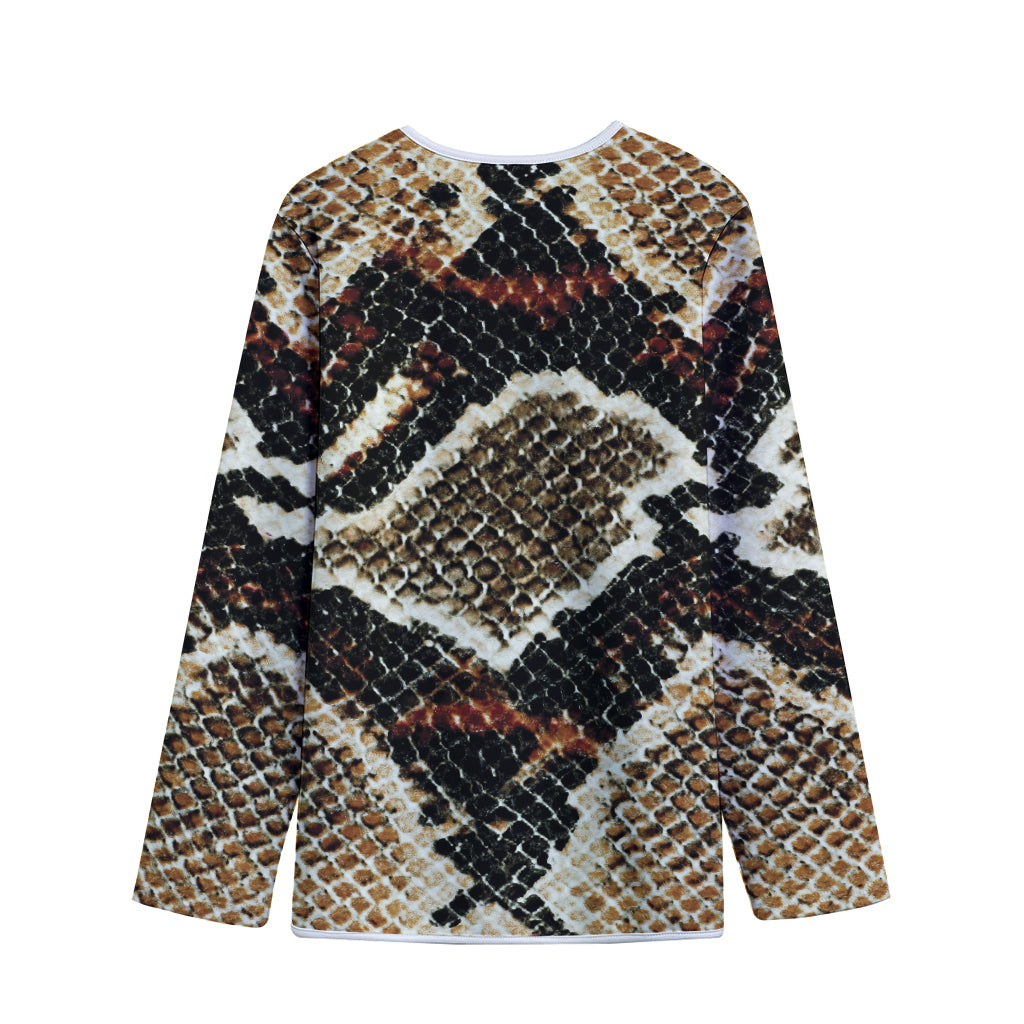 Brown And Black Snakeskin Print Long Sleeve Short Coat