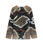 Brown And Black Snakeskin Print Long Sleeve Short Coat