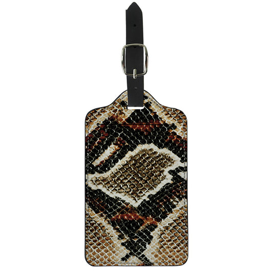 Brown And Black Snakeskin Print Luggage Tag