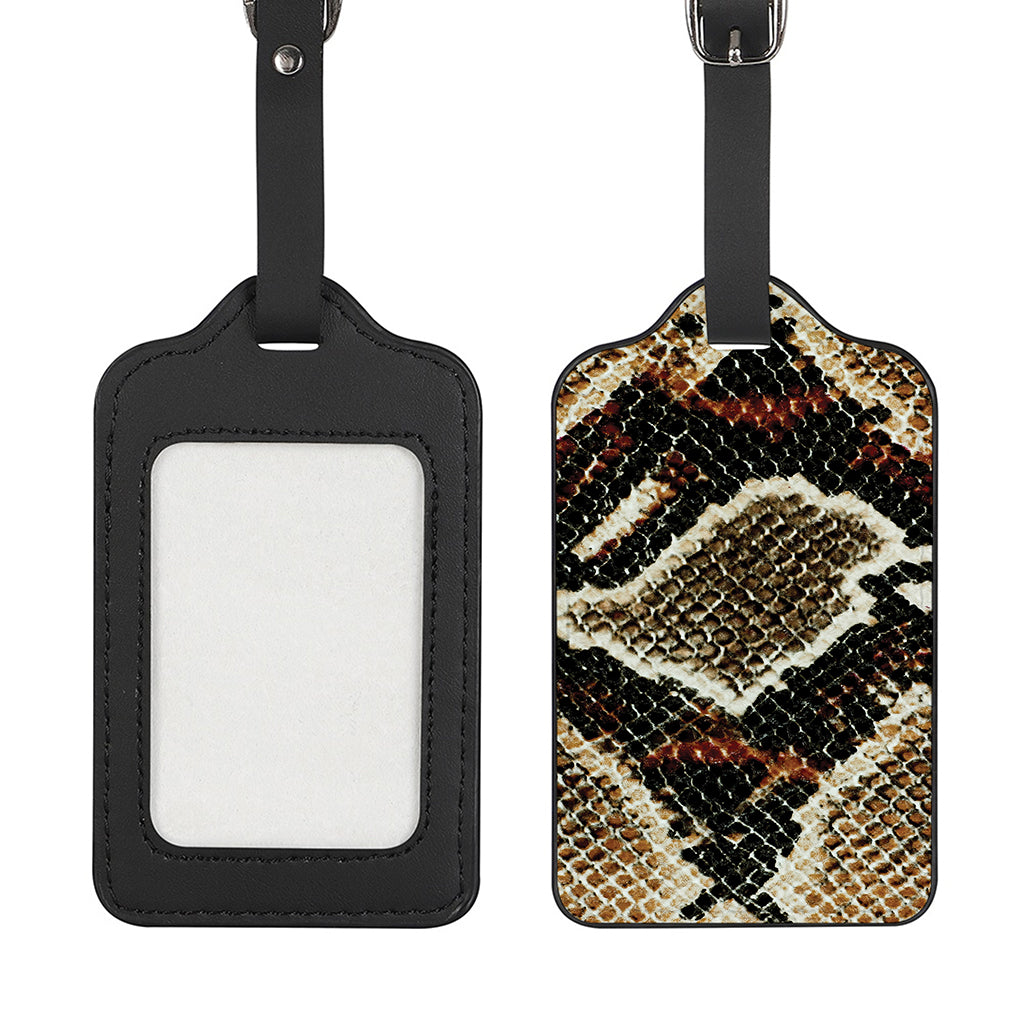 Brown And Black Snakeskin Print Luggage Tag