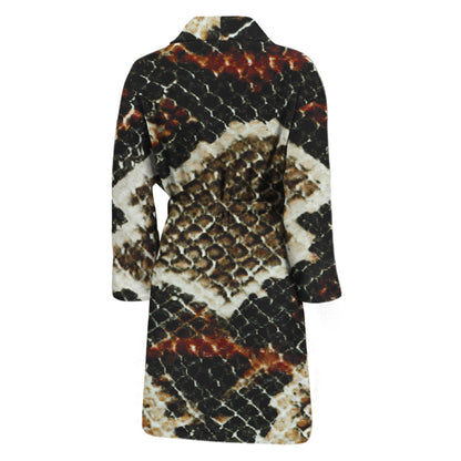 Brown And Black Snakeskin Print Men's Bathrobe