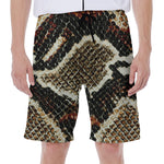 Brown And Black Snakeskin Print Men's Beach Shorts