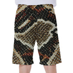 Brown And Black Snakeskin Print Men's Beach Shorts