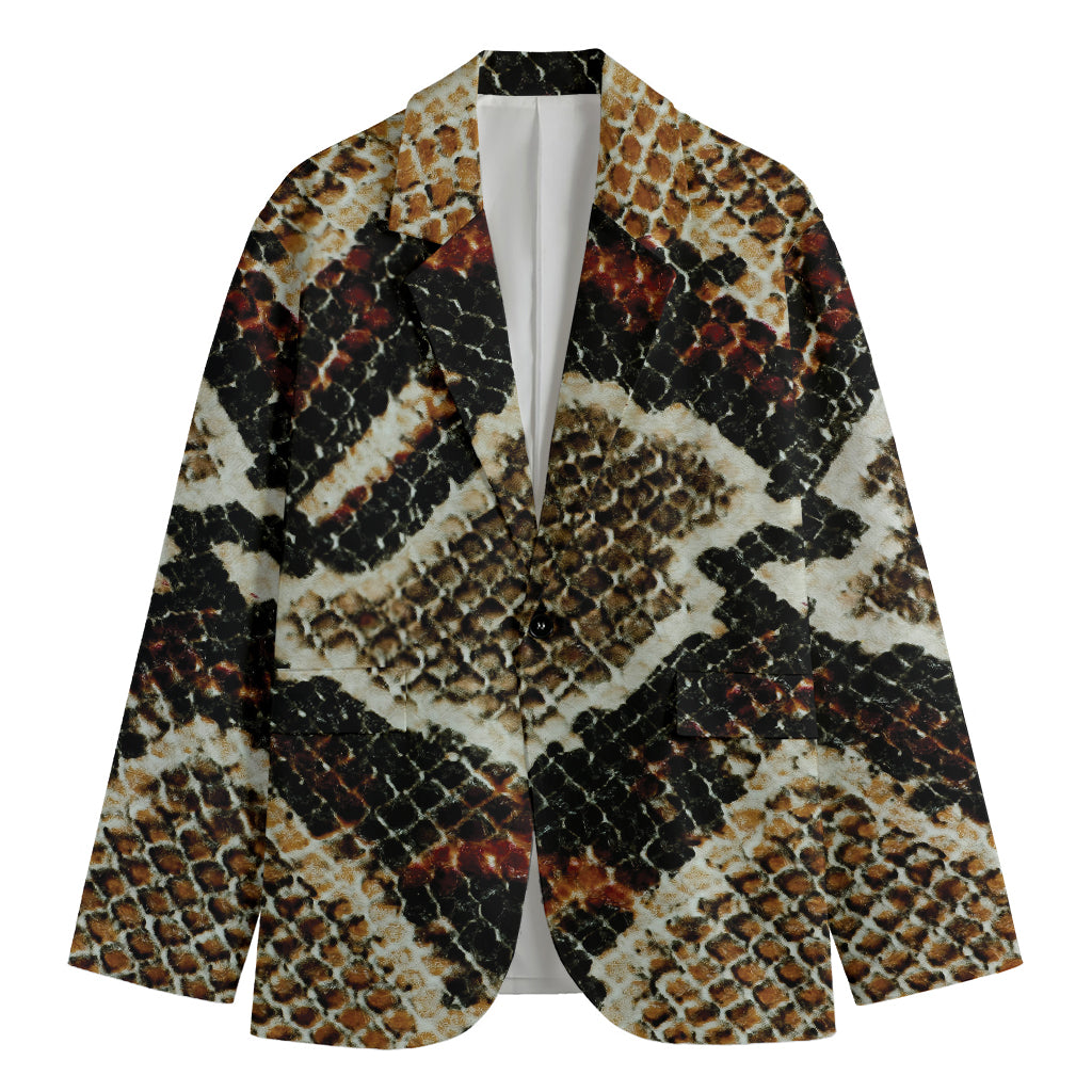 Brown And Black Snakeskin Print Men's Blazer