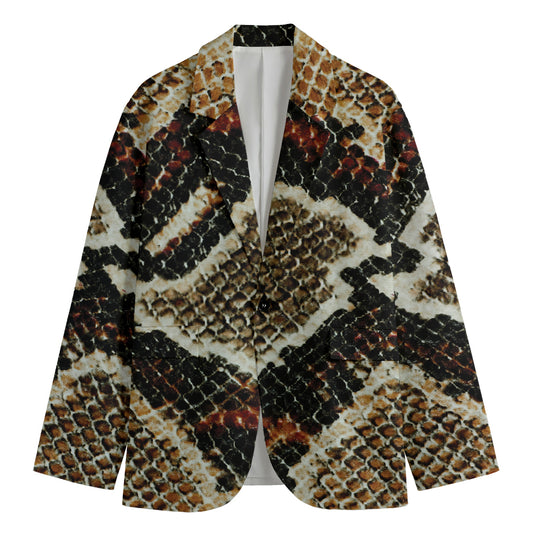 Brown And Black Snakeskin Print Men's Blazer