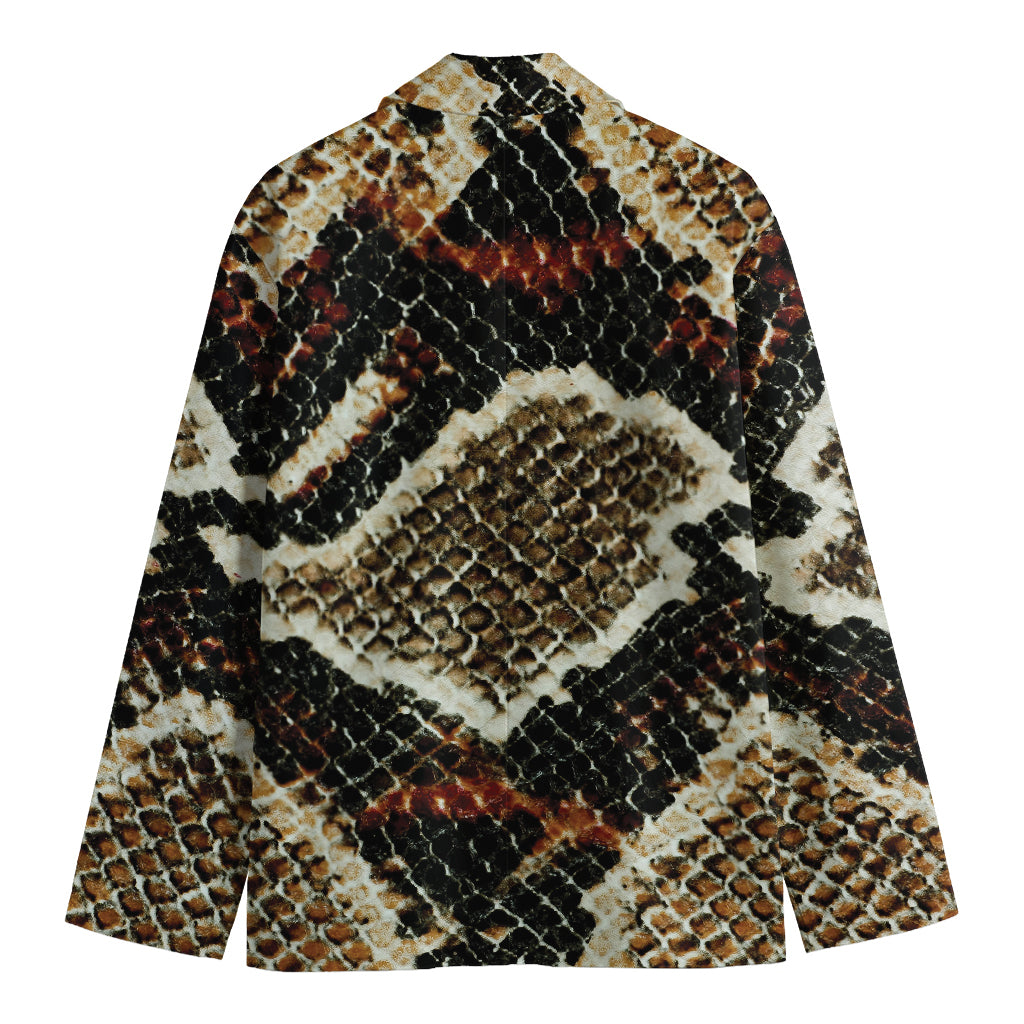 Brown And Black Snakeskin Print Men's Blazer
