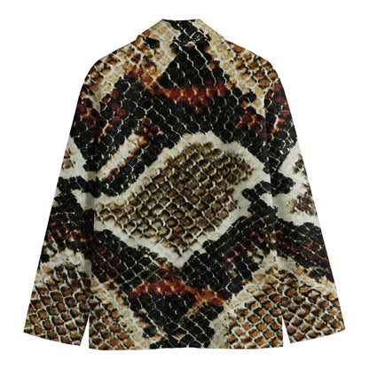 Brown And Black Snakeskin Print Men's Blazer