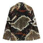 Brown And Black Snakeskin Print Men's Blazer