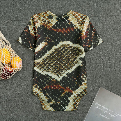 Brown And Black Snakeskin Print Men's Bodysuit
