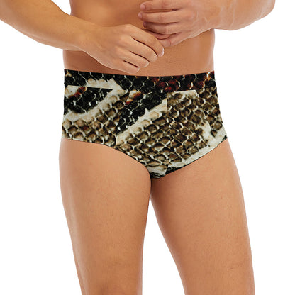 Brown And Black Snakeskin Print Men's Briefs