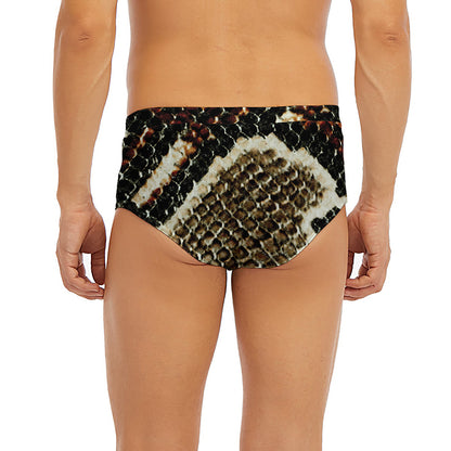 Brown And Black Snakeskin Print Men's Briefs