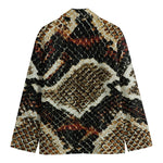 Brown And Black Snakeskin Print Men's Cotton Blazer