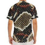 Brown And Black Snakeskin Print Men's Deep V-Neck Shirt