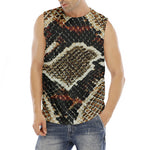 Brown And Black Snakeskin Print Men's Fitness Tank Top