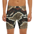 Brown And Black Snakeskin Print Men's Long Boxer Briefs