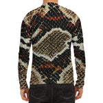 Brown And Black Snakeskin Print Men's Long Sleeve Rash Guard