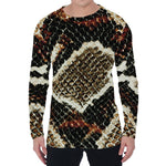 Brown And Black Snakeskin Print Men's Long Sleeve T-Shirt