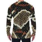 Brown And Black Snakeskin Print Men's Long Sleeve T-Shirt