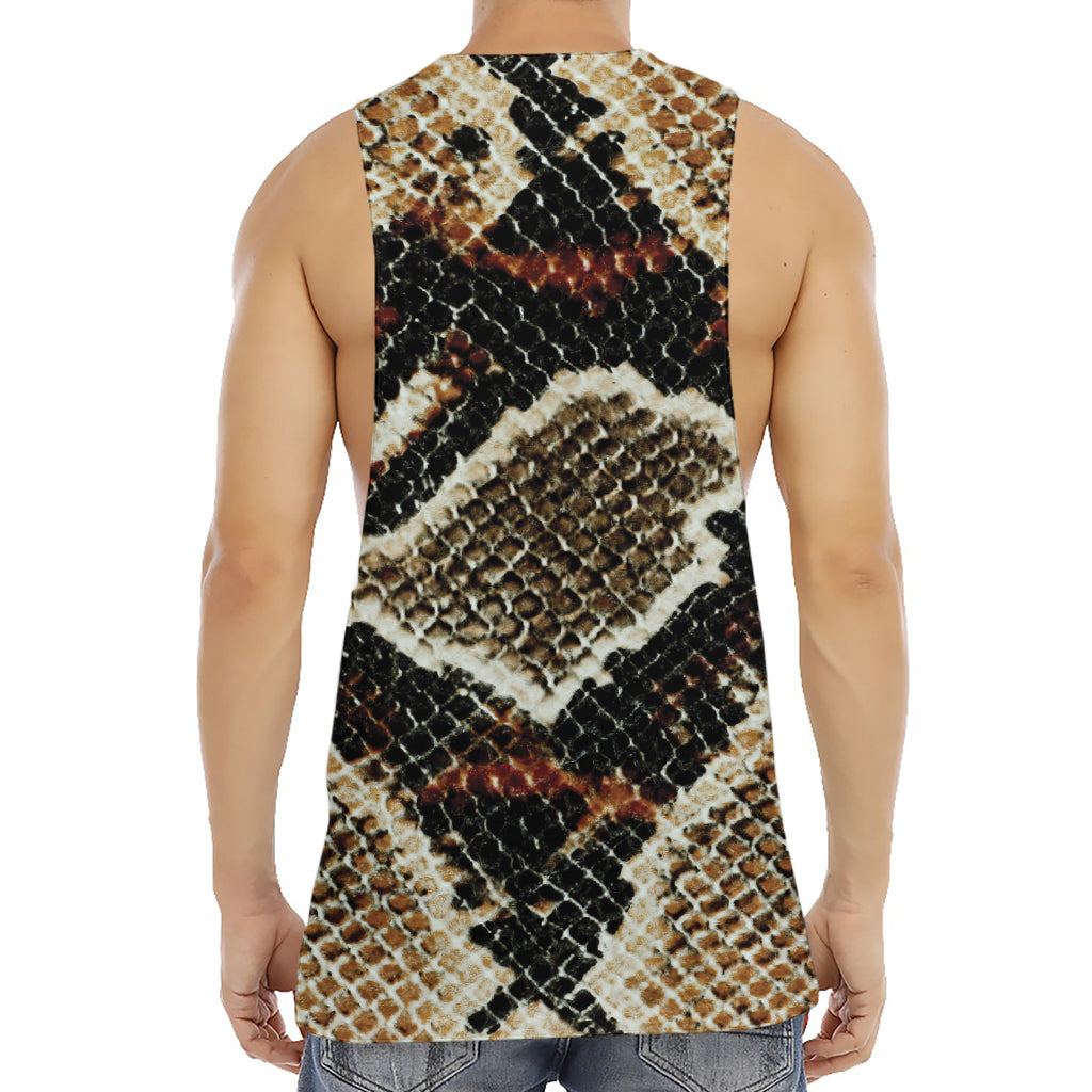 Brown And Black Snakeskin Print Men's Muscle Tank Top