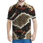 Brown And Black Snakeskin Print Men's Polo Shirt