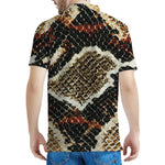 Brown And Black Snakeskin Print Men's Polo Shirt