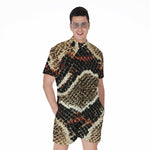Brown And Black Snakeskin Print Men's Rompers