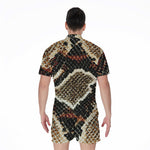 Brown And Black Snakeskin Print Men's Rompers