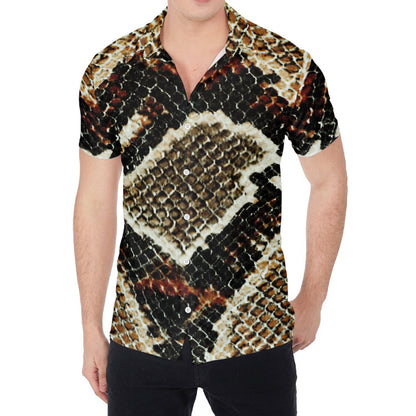 Brown And Black Snakeskin Print Men's Shirt