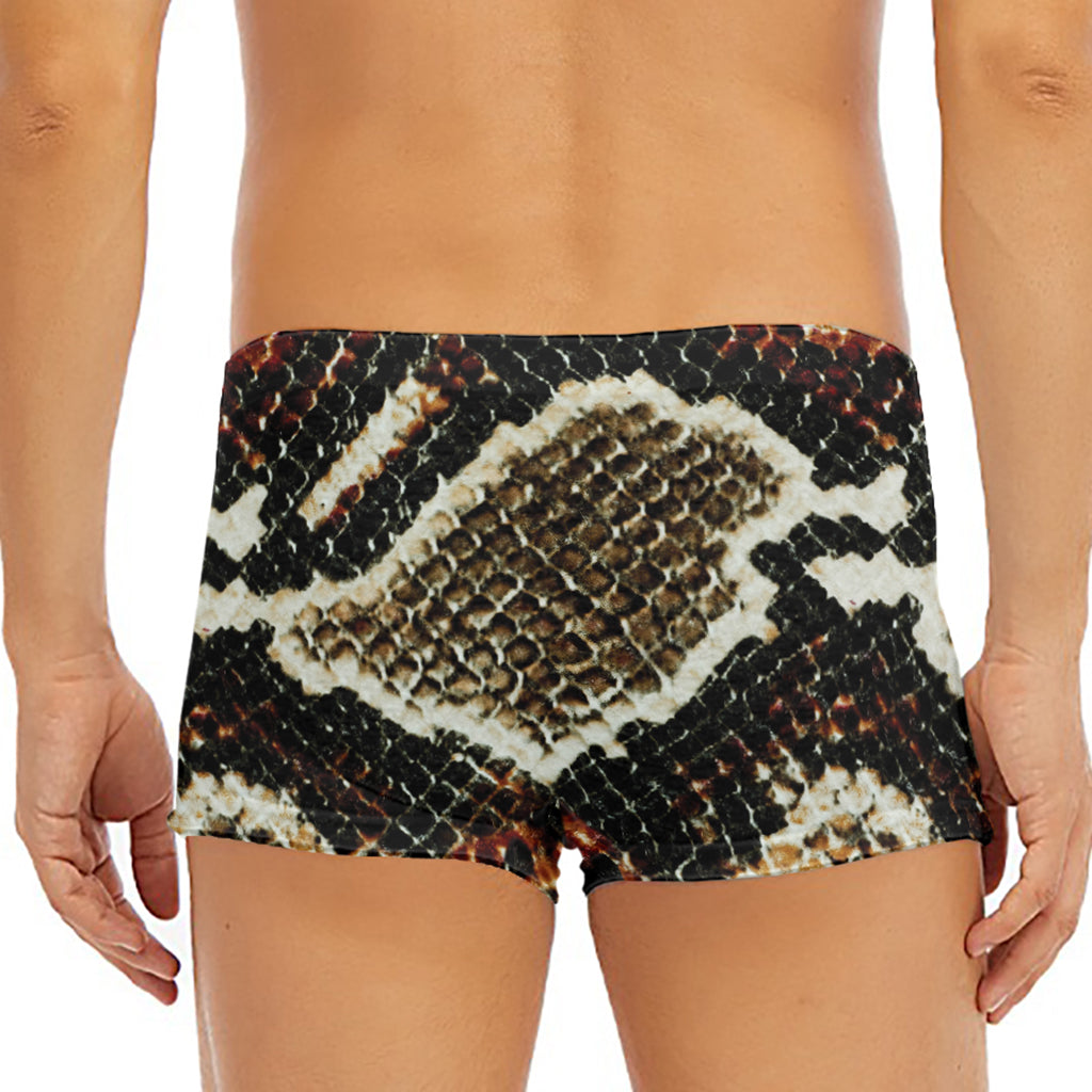 Brown And Black Snakeskin Print Men's Short Boxer Briefs