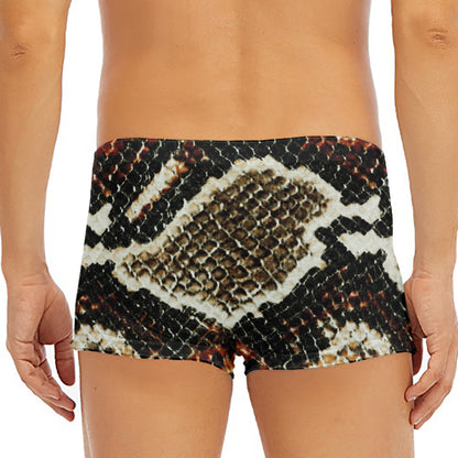 Brown And Black Snakeskin Print Men's Short Boxer Briefs