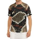 Brown And Black Snakeskin Print Men's Short Sleeve Rash Guard