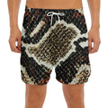 Brown And Black Snakeskin Print Men's Split Running Shorts