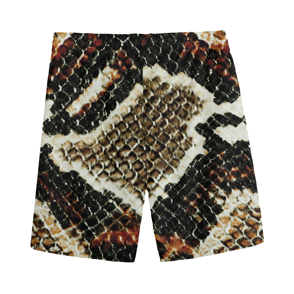 Brown And Black Snakeskin Print Men's Sports Shorts