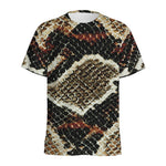 Brown And Black Snakeskin Print Men's Sports T-Shirt