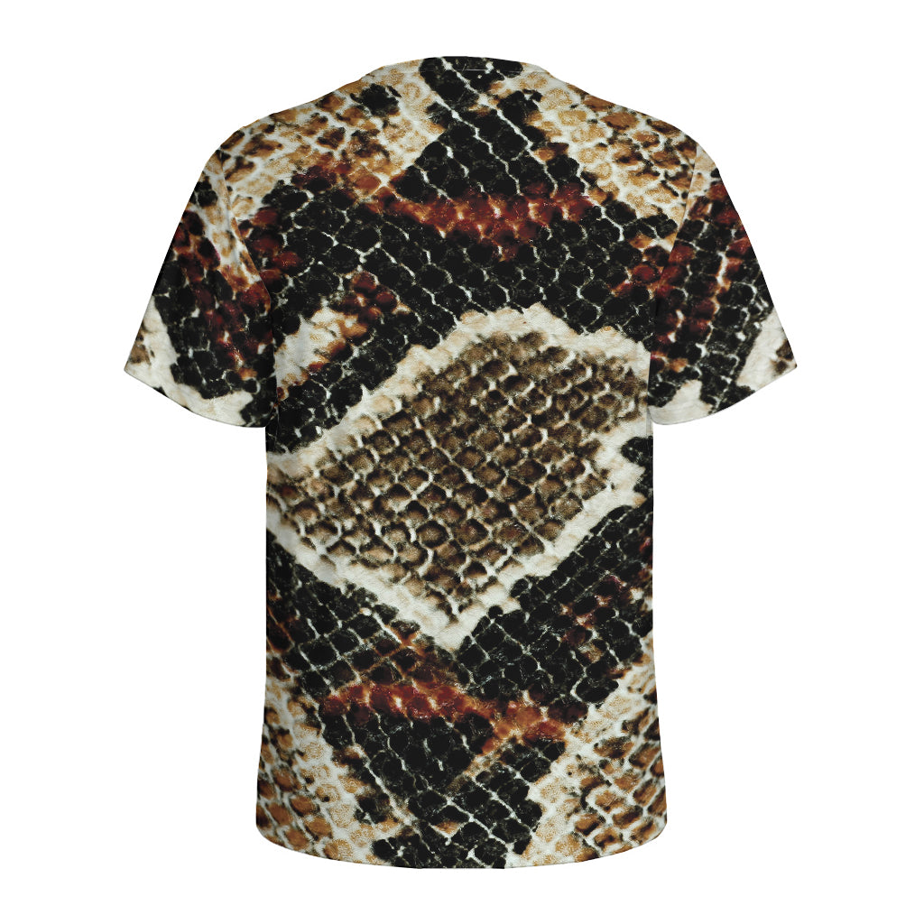 Brown And Black Snakeskin Print Men's Sports T-Shirt