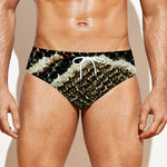 Brown And Black Snakeskin Print Men's Swim Briefs