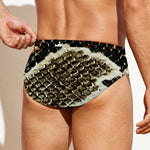Brown And Black Snakeskin Print Men's Swim Briefs