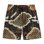 Brown And Black Snakeskin Print Men's Swim Trunks