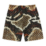Brown And Black Snakeskin Print Men's Swim Trunks