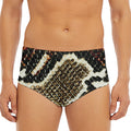 Brown And Black Snakeskin Print Men's Triangle Swim Briefs