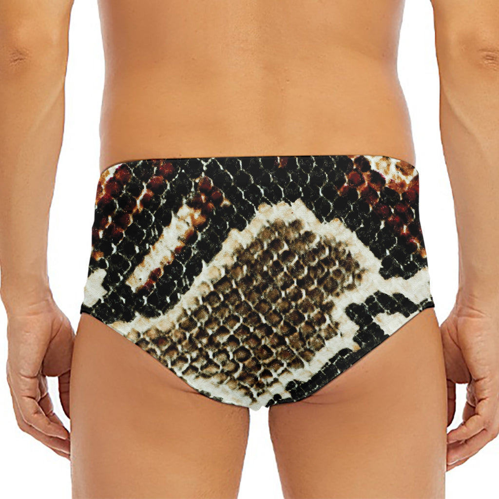 Brown And Black Snakeskin Print Men's Triangle Swim Briefs