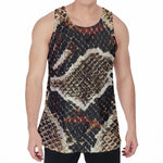 Brown And Black Snakeskin Print Men's Velvet Tank Top