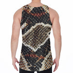 Brown And Black Snakeskin Print Men's Velvet Tank Top